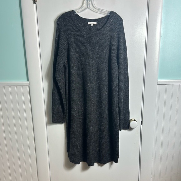 Madewell Curved-Hem Sweater Dress Gray Wool Blend Size XL Minimalist - Picture 2 of 14
